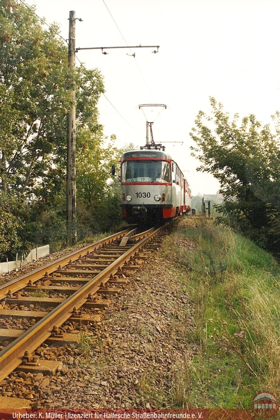 Foto des Tatra-Zuges 1030/150/1031 in Merseburg, Straße des Friedens