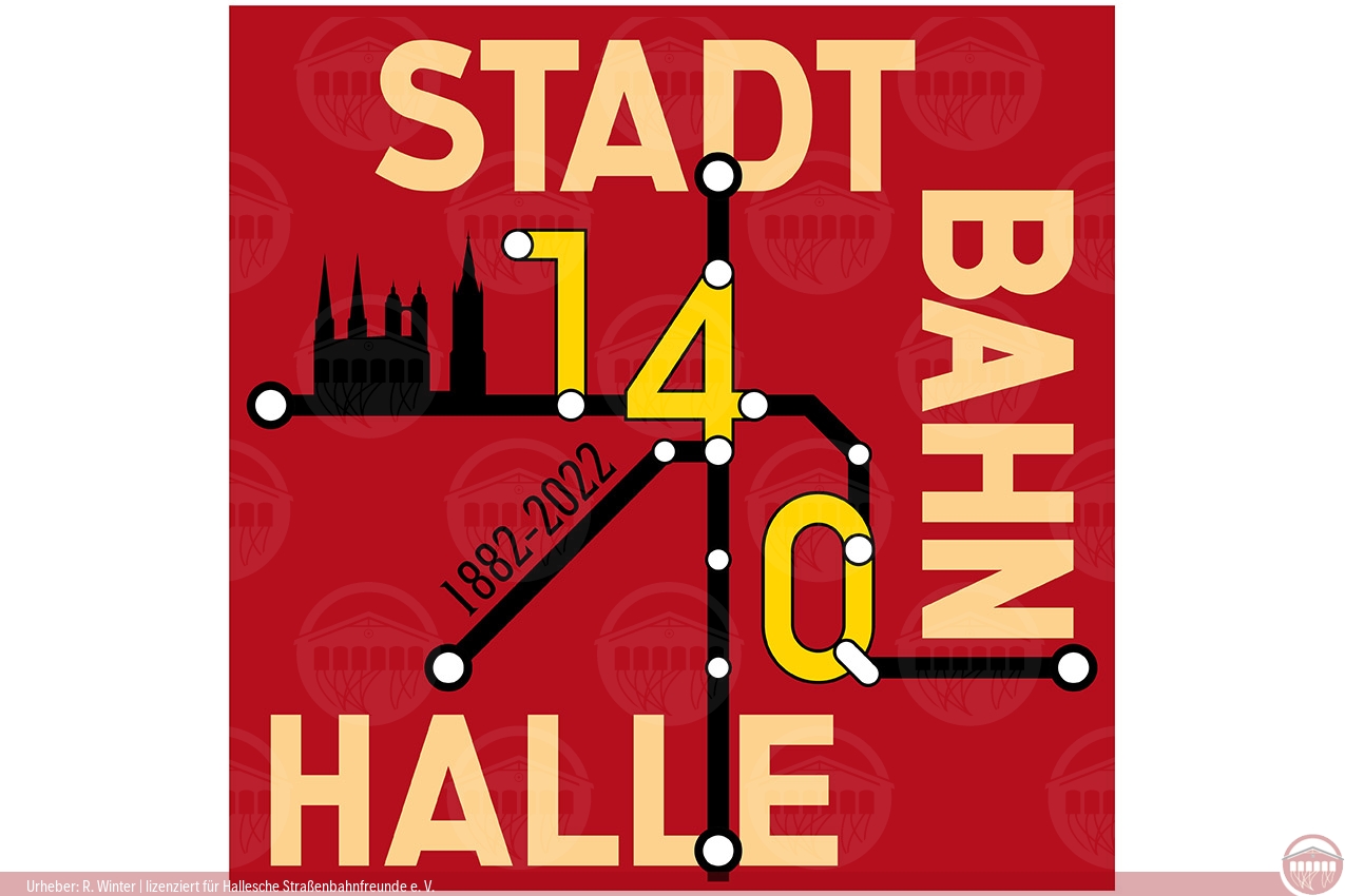Logo 140 Jahre Straßenbahn in Halle (Saale)